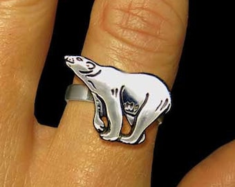 Polar Bear Ring Sterling Silver