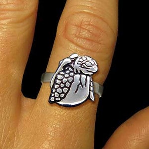 Baby Sea Turtle Ring Sterling Silver
