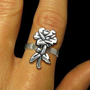 Rose Flower Ring Sterling Silver