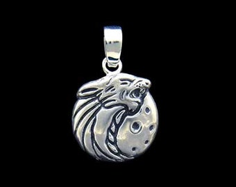Wolf Howling Charm / Necklace Sterling Silver