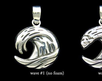 Ocean Wave Charm / Necklace Sterling Silver