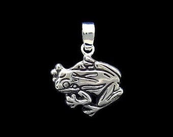 Dije/collar de rana arbórea 2 en plata de ley