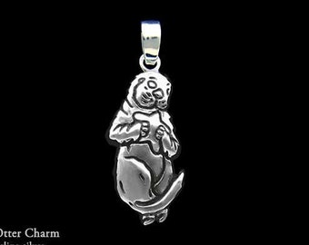 Sea Otter Charm / Necklace Sterling Silver