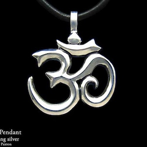 Om Symbol Pendant Necklace Sterling Silver Ohm, Aum, Yoga Meditation Chanting Omkara, Aumkara