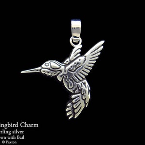 Hummingbird Charm Hummingbird Necklace in Sterling Silver Handmade