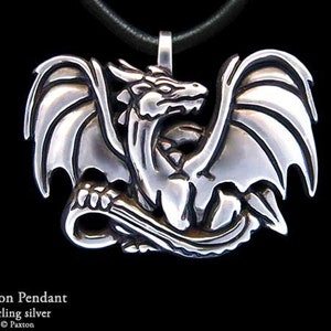 Dragon Pendant Necklace Sterling Silver image 1