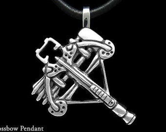 Crossbow Pendant Necklace Sterling Silver Zombie Crossbow