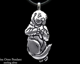 Sea Otter Pendant Necklace Sterling Silver