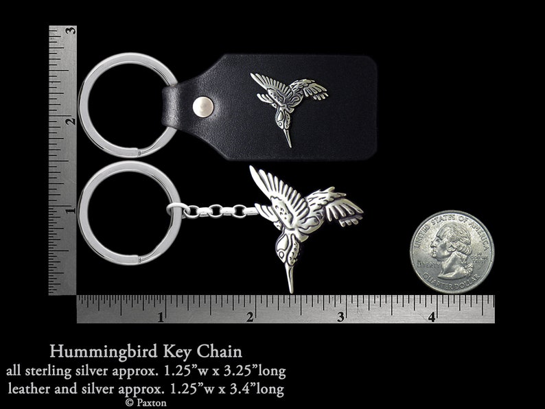Hummingbird Keychain / Keyring Sterling Silver Humming Bird on | Etsy