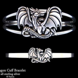 Dragon Bracelet Sterling Silver Dragon Cuff Bracelet Handmade