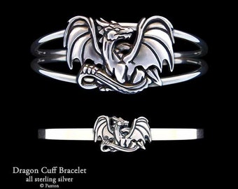 Dragon Bracelet Sterling Silver Dragon Cuff Bracelet Handmade