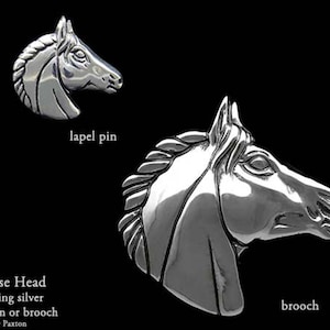Horse Head Lapel Pin or Horse Head Brooch Sterling Silver