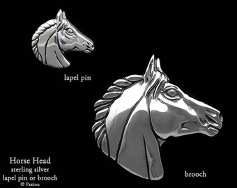 Horse Head Lapel Pin or Horse Head Brooch Sterling Silver