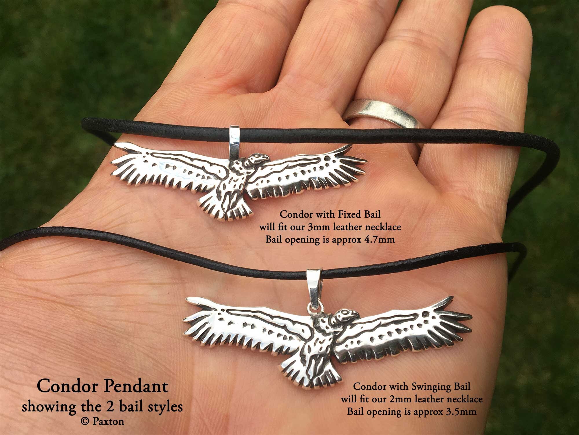 Condor Necklace, Condor Pendant in Solid Sterling Silver