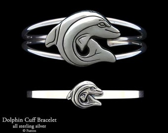 Dolphin Bracelet Sterling Silver Dolphin Cuff Bracelet Handmade