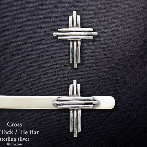 Cross Tie Tack or Cross Tie Bar / Tie Clip Sterling Silver