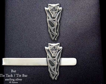 Bat Tie Tack or Bat Tie Bar / Tie Clip Sterling Silver