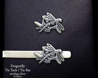 Dragonfly Tie Tack or Dragonfly Tie Bar / Tie Clip Sterling Silver