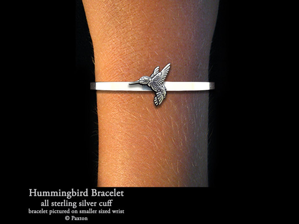 Hummingbird Bracelet Sterling Silver Humming Bird Cuff Etsy