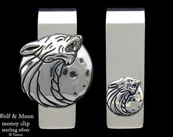 Howling Wolf Money Clip Sterling Silver