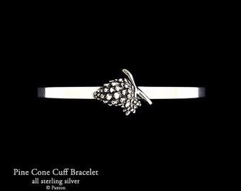 Pine Cone Bracelet Sterling Silver Pinecone Cuff Bracelet Handmade