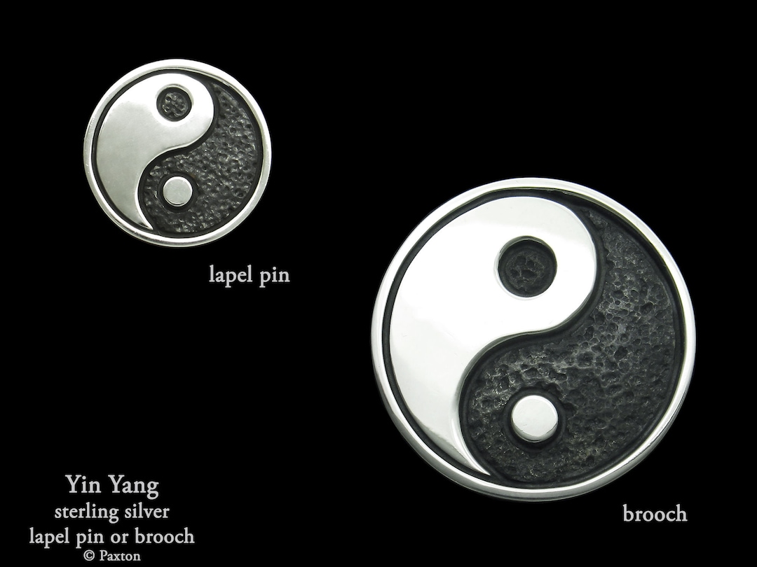 Yin Yang Lapel Pin Yin Yang Brooch Sterling Silver Tai Chi Brooch, Martial Arts, Meditation