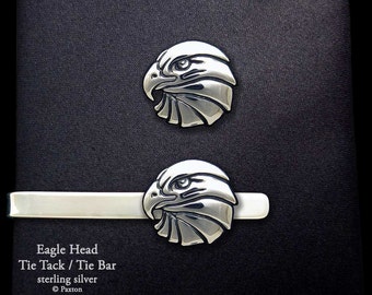 Eagle Head Tie Tack or Eagle Head Tie Bar / Tie Clip Sterling Silver