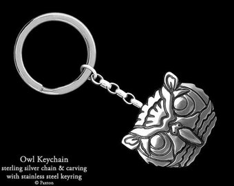 AuPra Owl Leather Keychain - Vintage Style Key Ring Gift For Men And Women