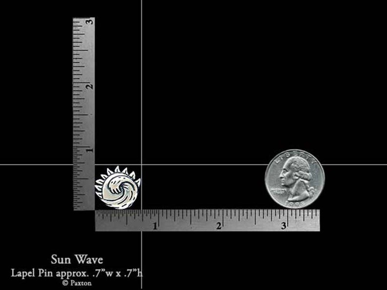 Sun Wave Lapel Pin Sterling Silver Ocean Wave Sun Pin image 3