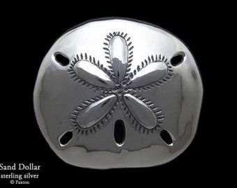 Sand Dollar Belt Buckle Sterling Silver or Yellow Brass