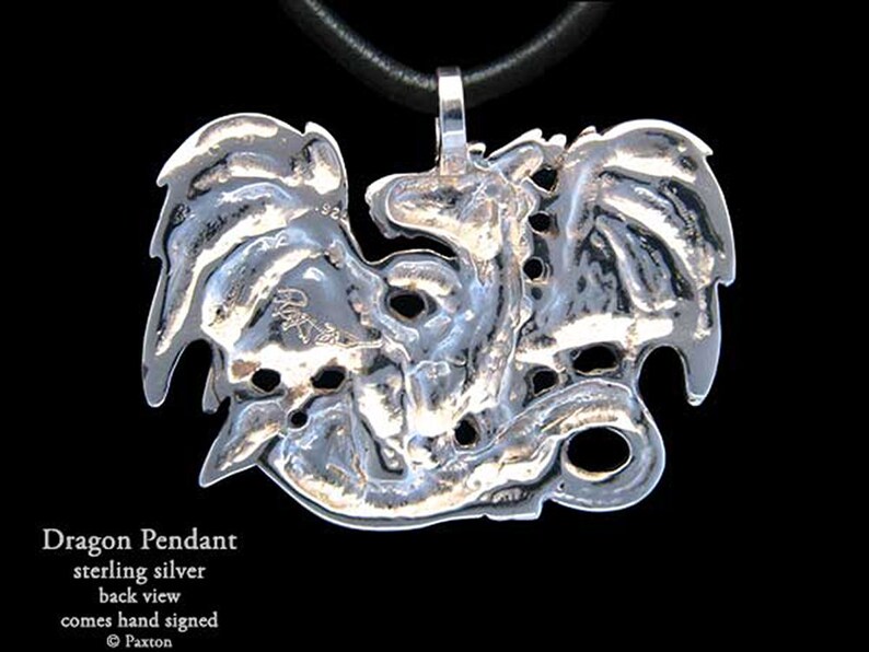 Dragon Pendant Necklace Sterling Silver image 2