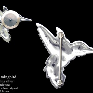 Hummingbird Lapel Pin Hummingbird Brooch Sterling Silver Humming Bird Pin, Bird Pin Brooch image 2