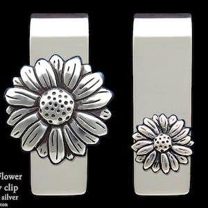 Daisy Flower Money Clip Sterling Silver