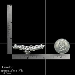 Condor Brooch Pin Sterling Silver California Condor Pin, Bird Brooch, Bird Soaring image 3