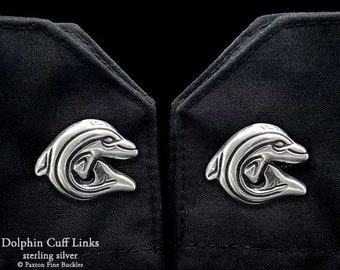 Dolphin Cuff Links Sterling Silver Ocean Cuff Links