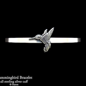 Hummingbird Bracelet Sterling Silver Humming Bird Cuff Bracelet Handmade