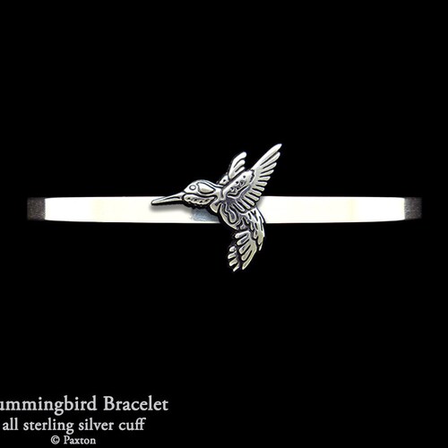 Customizable Sterling Silver Hummingbird Cuff Bracelet Etsy