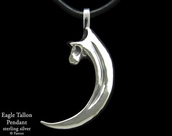 Eagle Talon Necklace, Claw Pendant in Solid Sterling Silver, Bird Talon Claw, Bald Eagle Necklace, Dragon Claw Raptor Claw Pendant