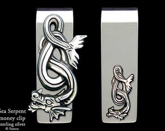 Sea Serpent Water Dragon Money Clip Sterling Silver