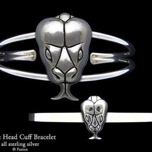 Snake Head Bracelet Sterling Silver Sanke Cuff Bracelet Handmade