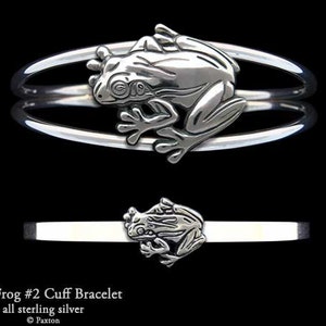 Tree Frog #2 Bracelet Sterling Silver Tree Frog Cuff Bracelet Handmade
