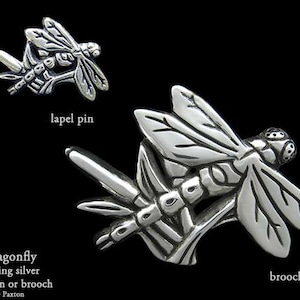 Dragonfly Lapel Pin or Dragonfly Brooch Sterling Silver