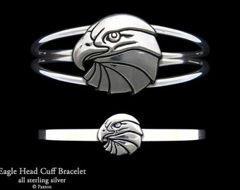 Adelaararmband sterlingzilveren adelaarkopmanchetarmband, handgemaakt