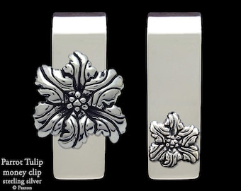 Parrot Tulip Flower Money Clip Sterling Silver