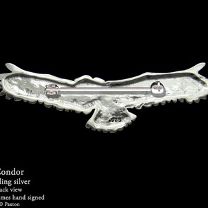 Condor Brooch Pin Sterling Silver California Condor Pin, Bird Brooch, Bird Soaring image 2