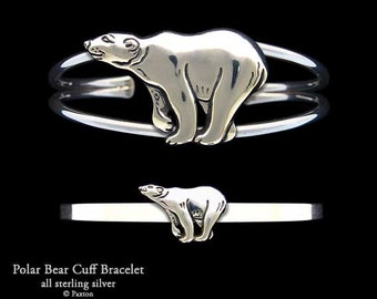Polar Bear Bracelet Sterling Silver Polar Bear Cuff Bracelet Handmade
