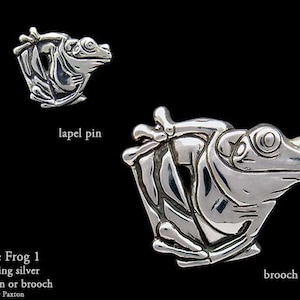 Tree Frog 1 Lapel Pin or Tree Frog 1 Brooch Sterling Silver