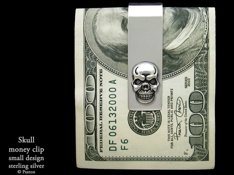 Skull Money Clip in Sterling Silver Skeleton Skull Money Clip Etsy
