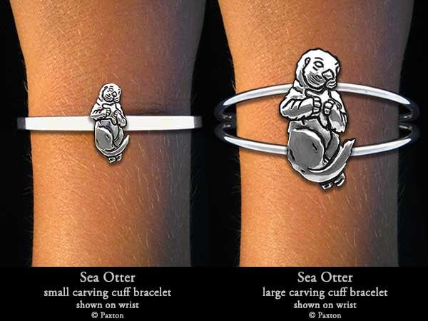 Bracciale in argento sterling con lontra di mare: gioielli regolabili con animali - Italia