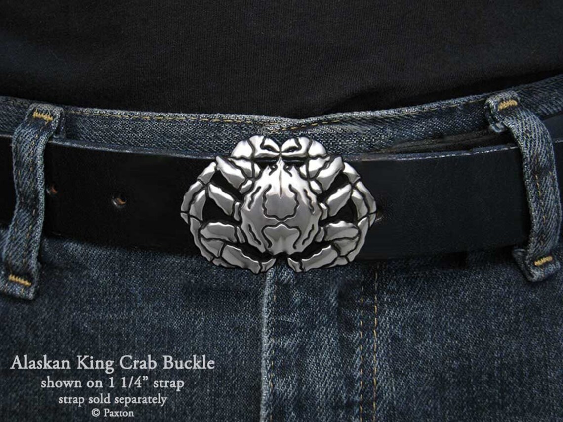 Alaskan King Crab Belt Buckle in Solid Sterling Silver or